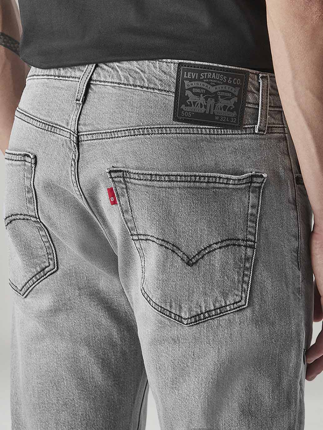 Men's 505 Grey Straight Fit Mid Rise Jeans - 20 View