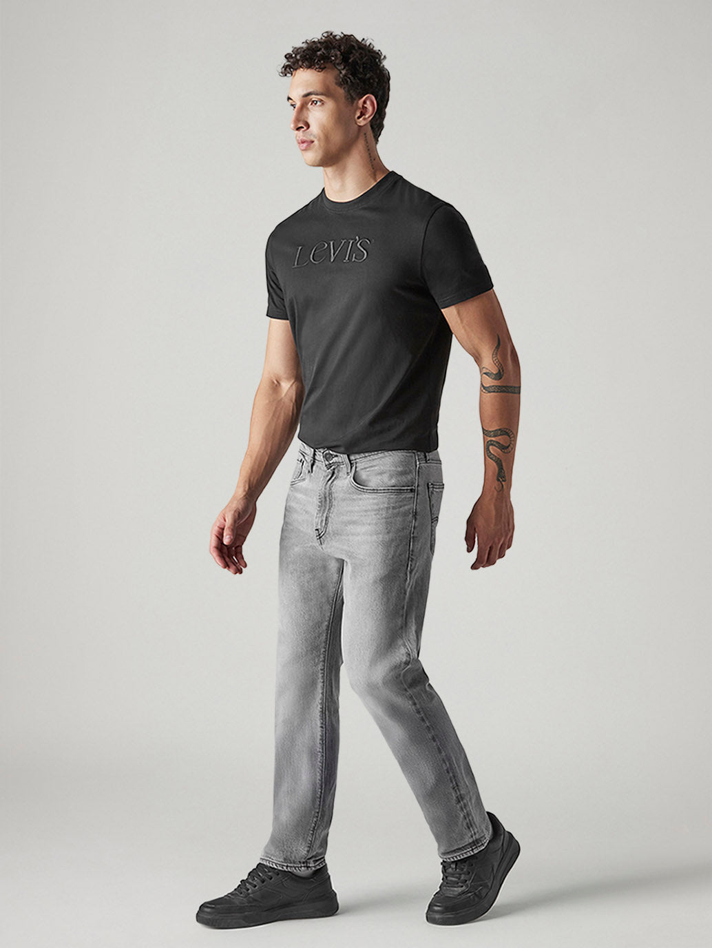 Men's 505 Grey Straight Fit Mid Rise Jeans - 20 View