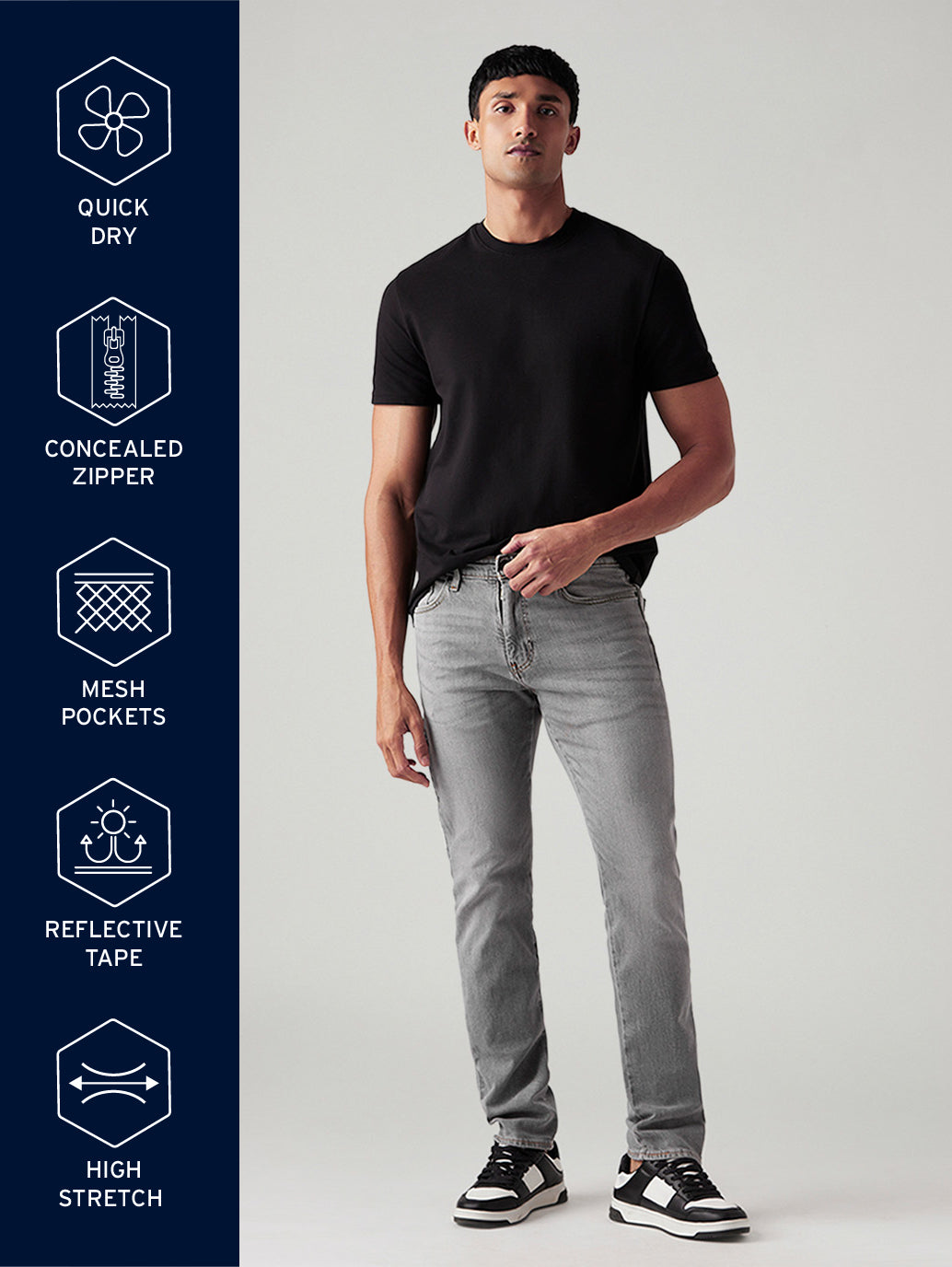 Men's 511 Charcoal Grey Slim Fit Mid Rise Commuter Jeans - 0069T0002-1 View