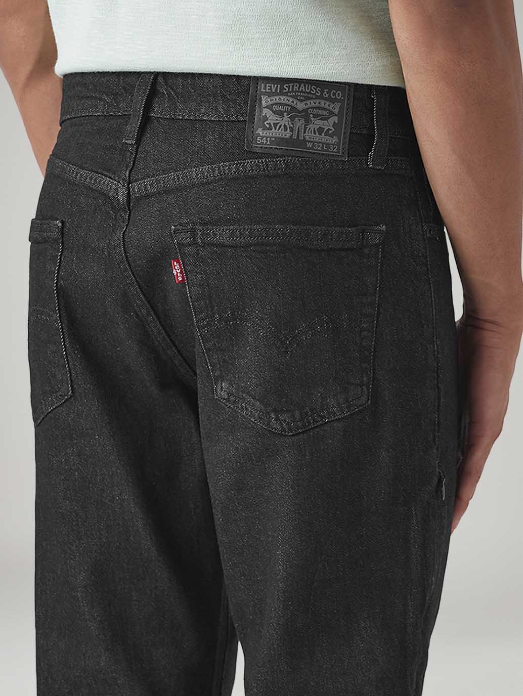 Men's 541 Black Tapered Fit Mid Rise Jeans - Detail View