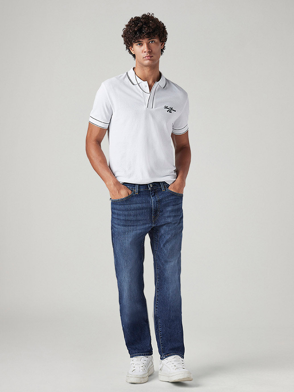 Men's 505 Blue Straight Fit Mid Rise Commuter Jeans