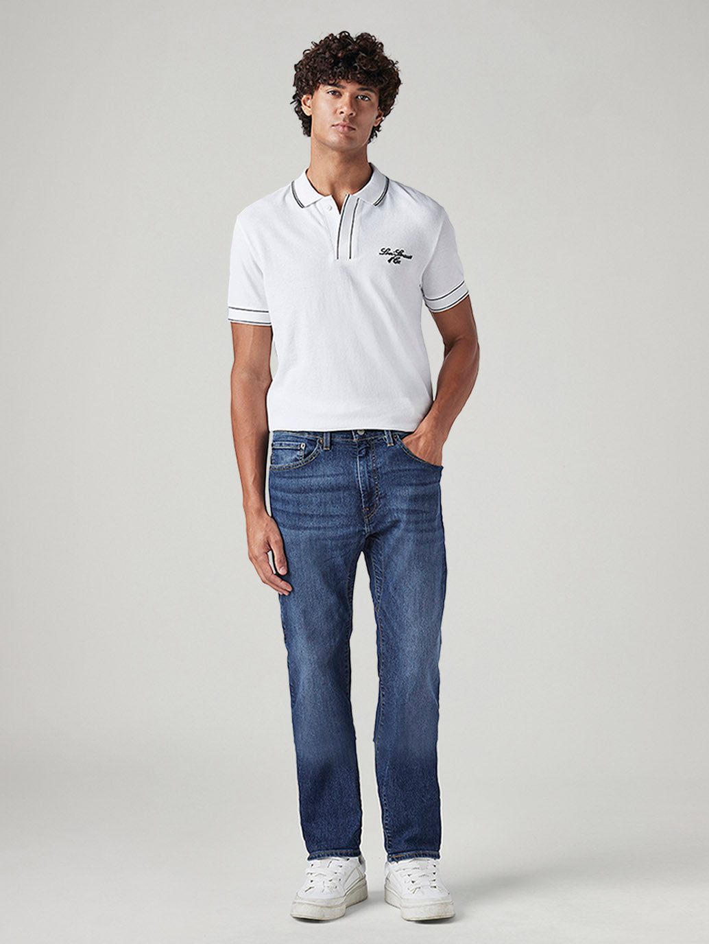 Men's 505 Blue Straight Fit Mid Rise Commuter Jeans - Front View