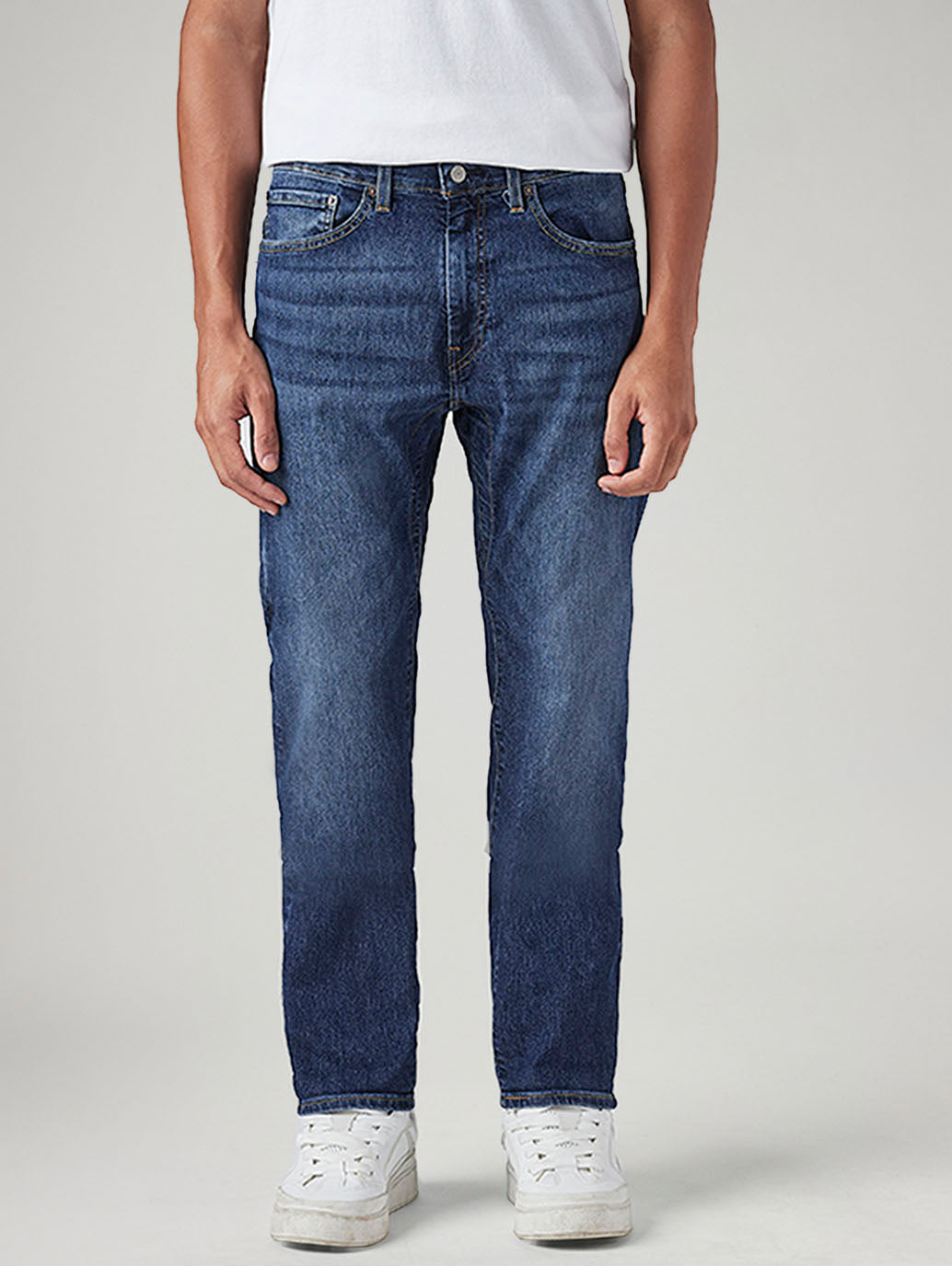 Men's 505 Blue Straight Fit Mid Rise Commuter Jeans - Front View