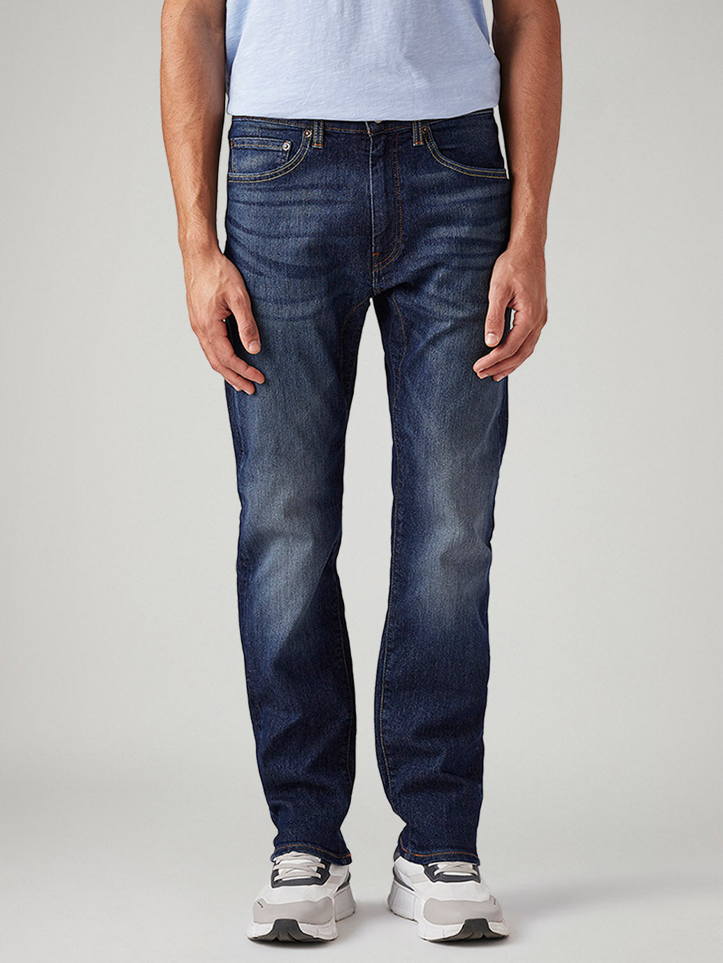 Men's 505 Dark Blue Straight Fit Mid Rise Commuter Jeans - Front View
