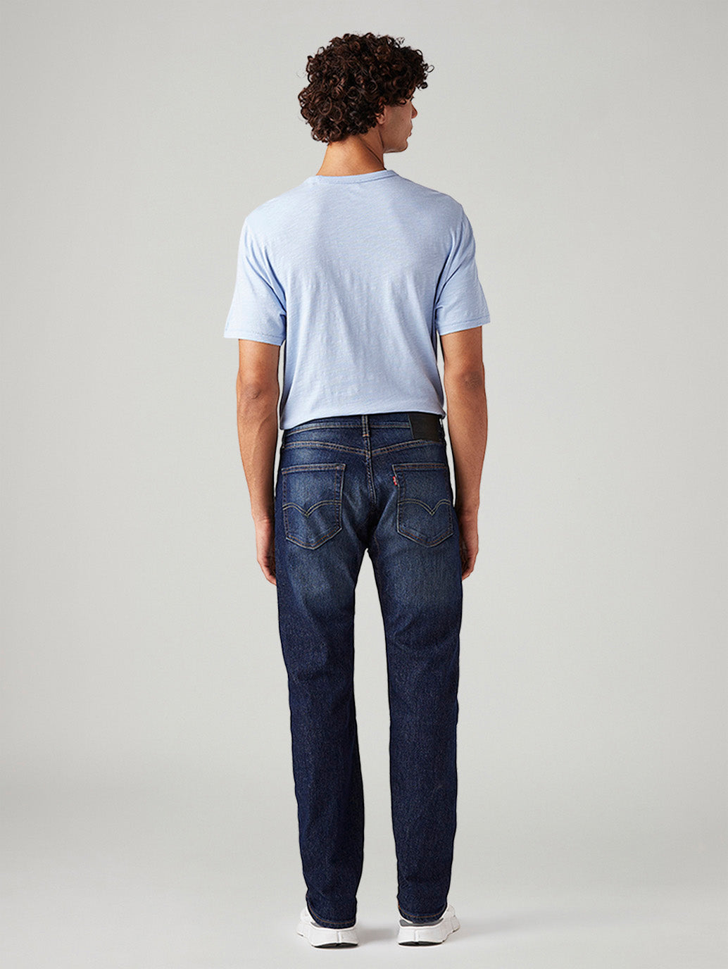 Men's 505 Dark Blue Straight Fit Mid Rise Jeans - Back View