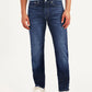 Men's 505 Dark Blue Straight Fit Mid Rise Jeans - Front View