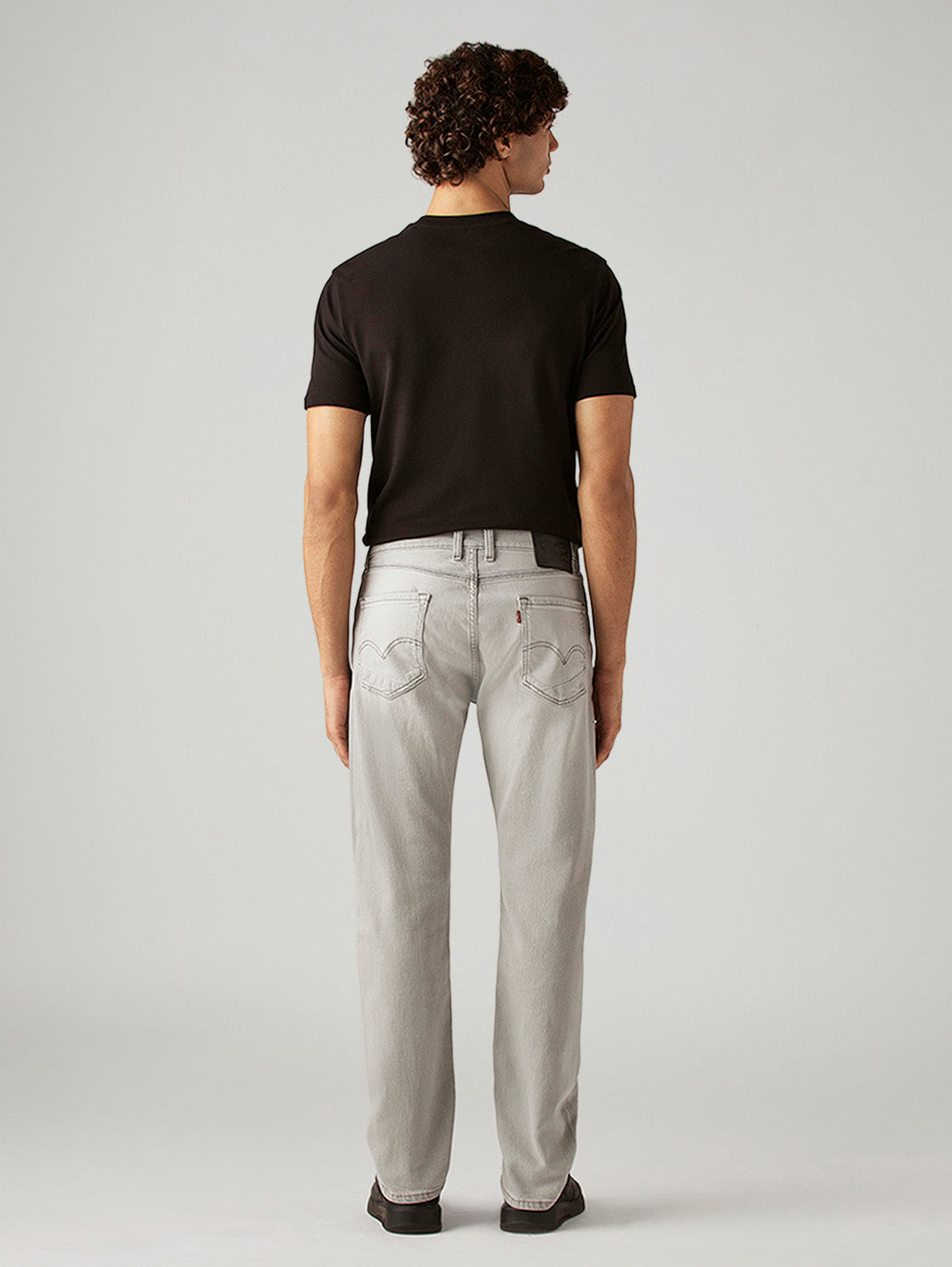 Men's 505 Light Grey Straight Fit Mid Rise Jeans - Back View