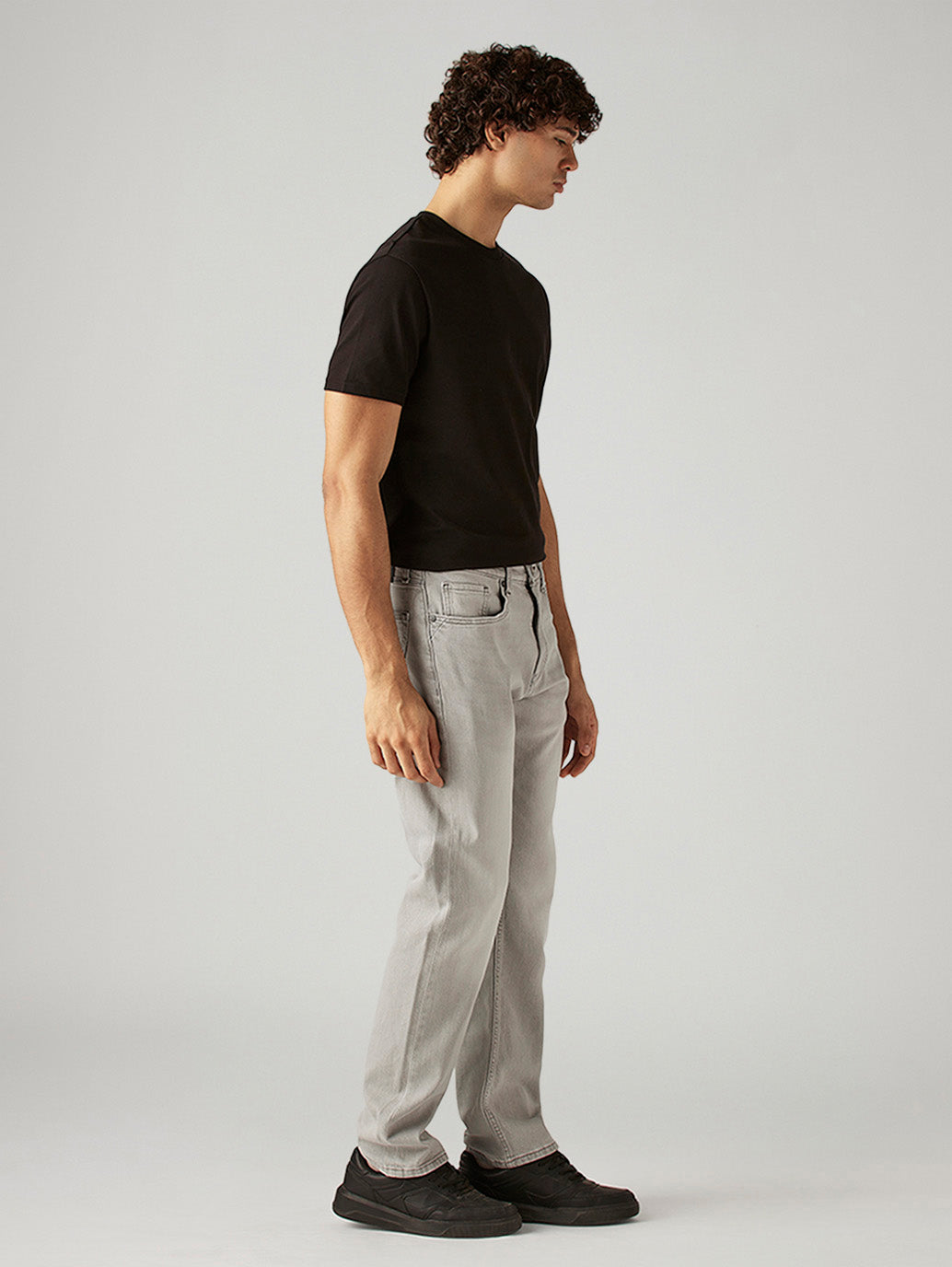 Men's 505 Light Grey Straight Fit Mid Rise Jeans - Side View