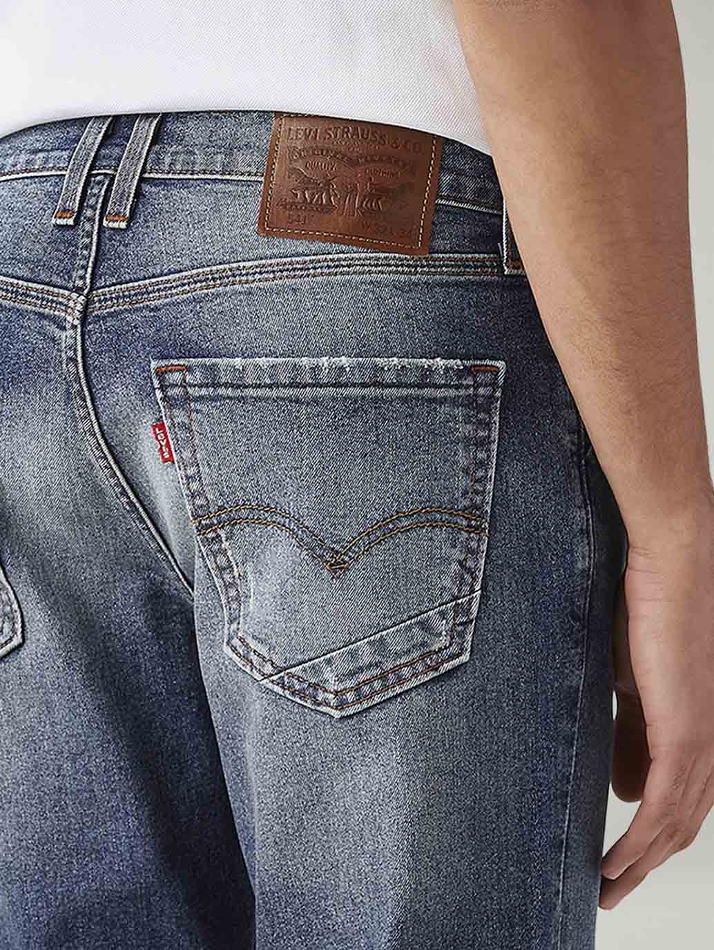 Men's 541 Blue Athletic Tapered Fit Mid Rise Jeans - Detail View