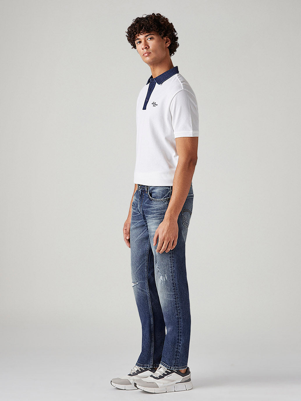 Men's 541 Blue Athletic Tapered Fit Mid Rise Jeans - Side View