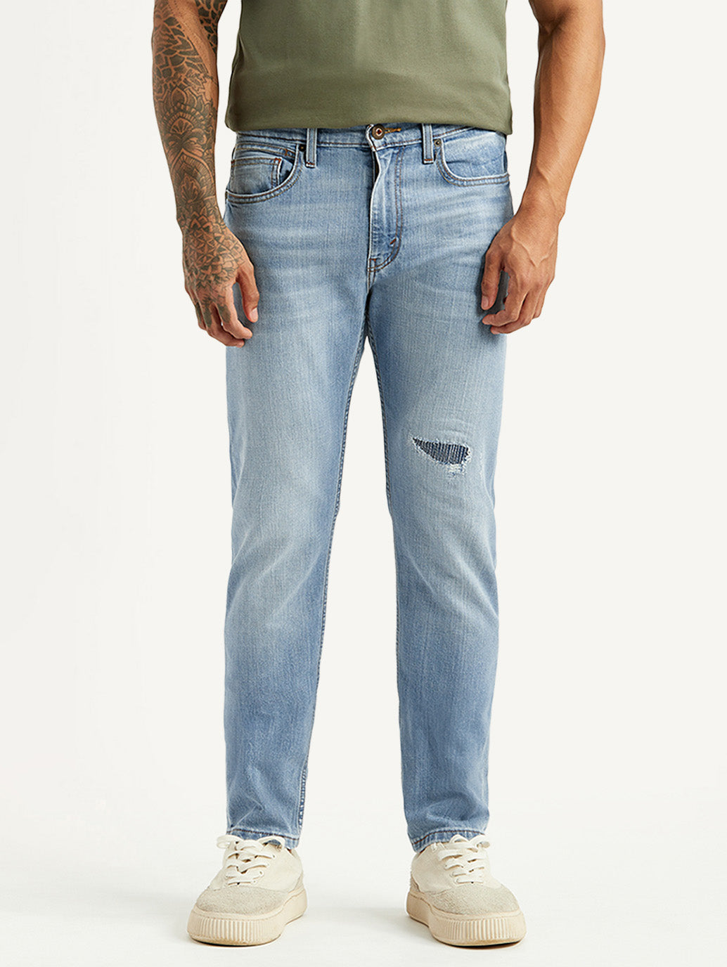 Men's 512 Light Blue Slim Tapered Fit Mid Rise Jeans - Front View