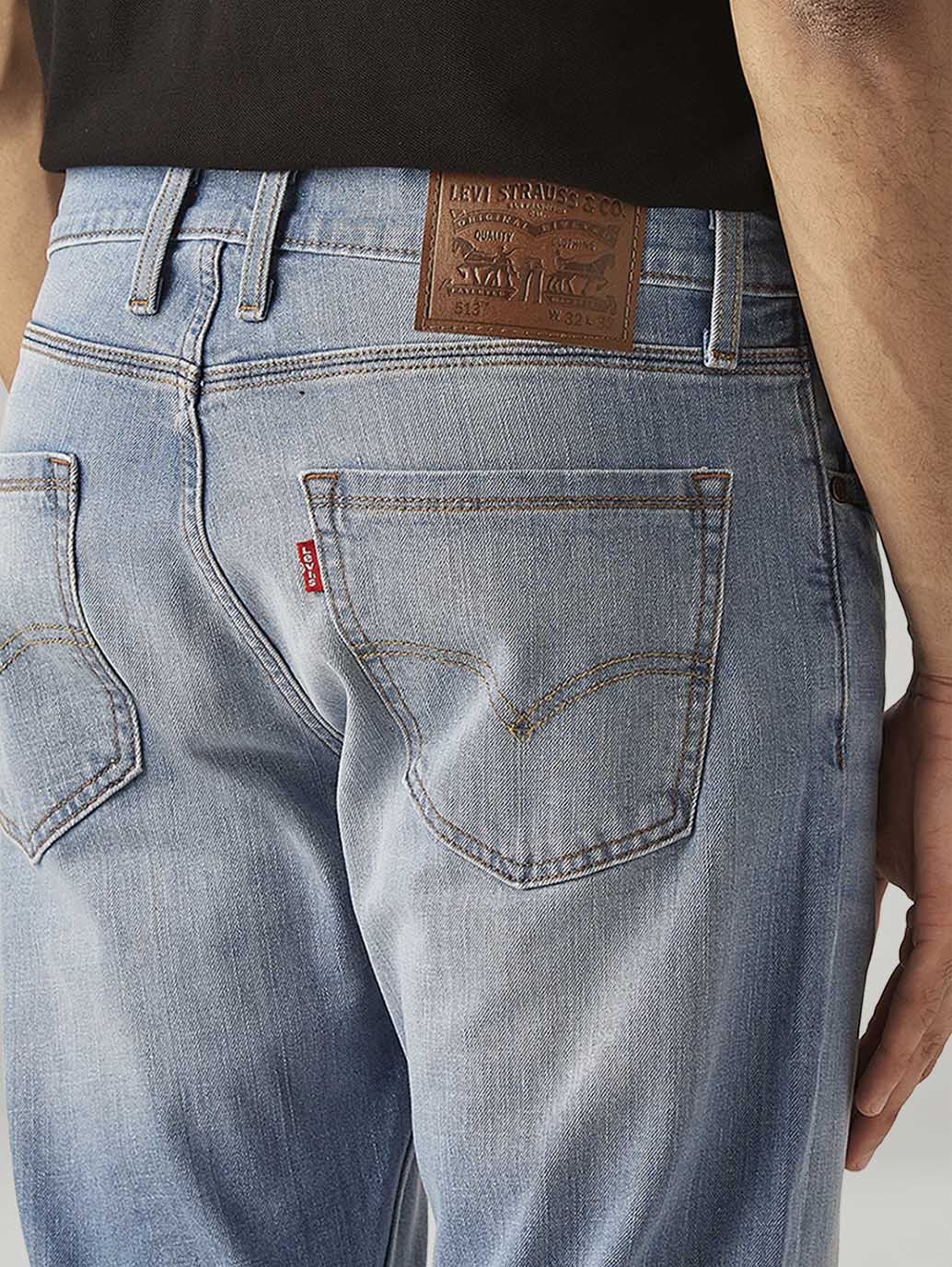 Men's 513 Light Blue Slim Straight Fit Mid Rise Jeans - Detail View