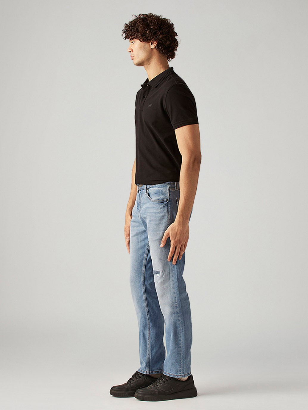 Men's 513 Light Blue Slim Straight Fit Mid Rise Jeans - Side View