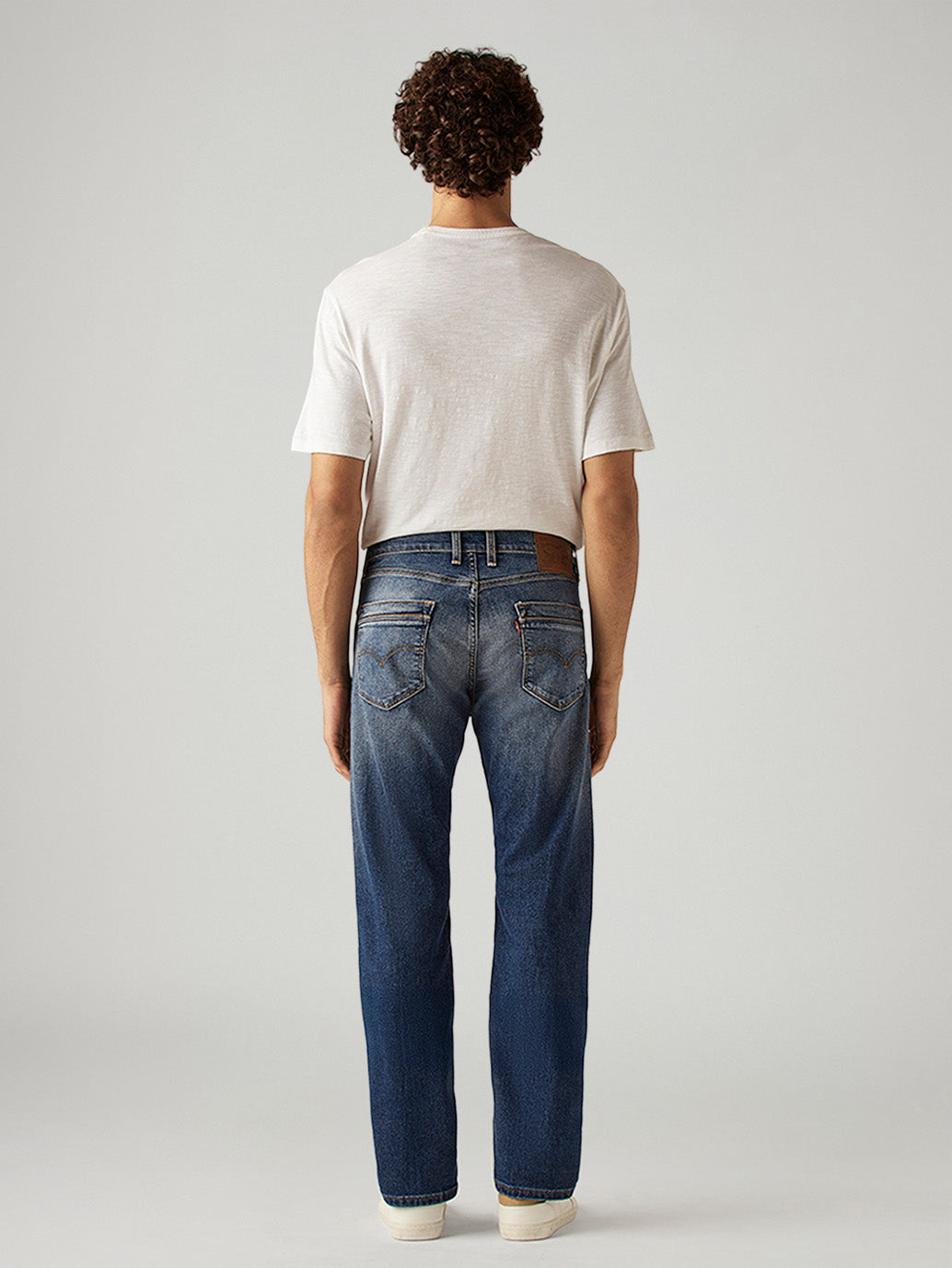Men's 505 Blue Straight Fit Mid Rise Jeans - Back View