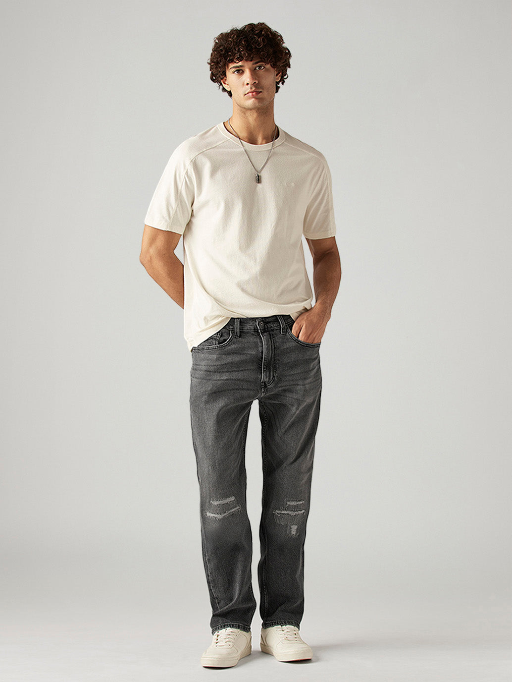 Men's 505 Grey Straight Fit Mid Rise Jeans - Styleshot View