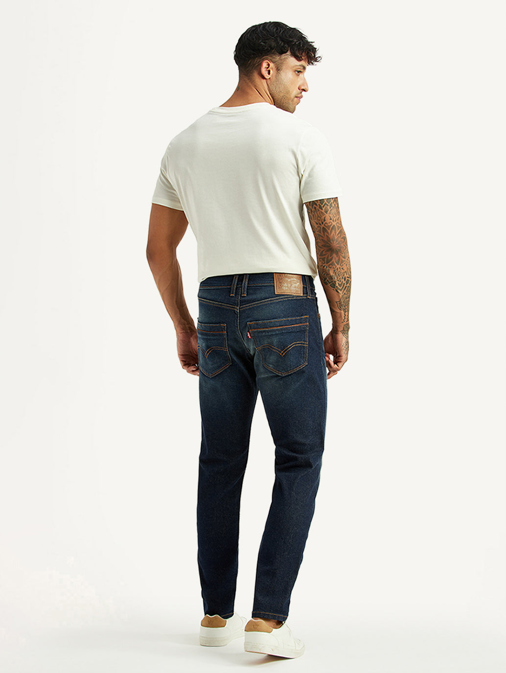 Men's Tinted 512 Dark Blue Slim Tapered Fit Mid Rise Jeans - Back View