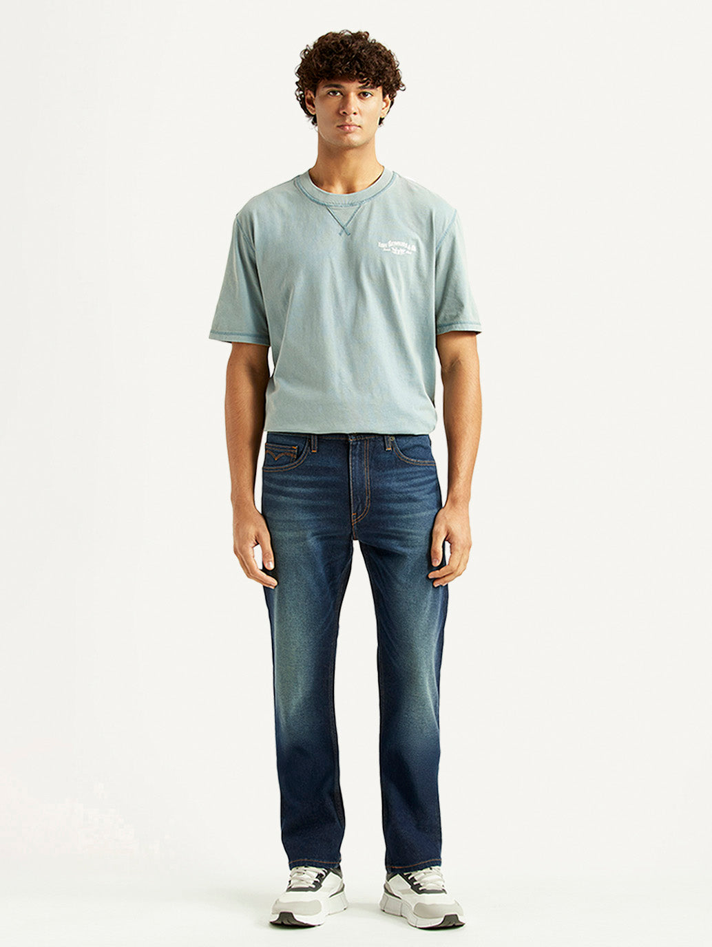 Men's 513 Navy Slim Straight Fit Mid Rise Jeans - Front View