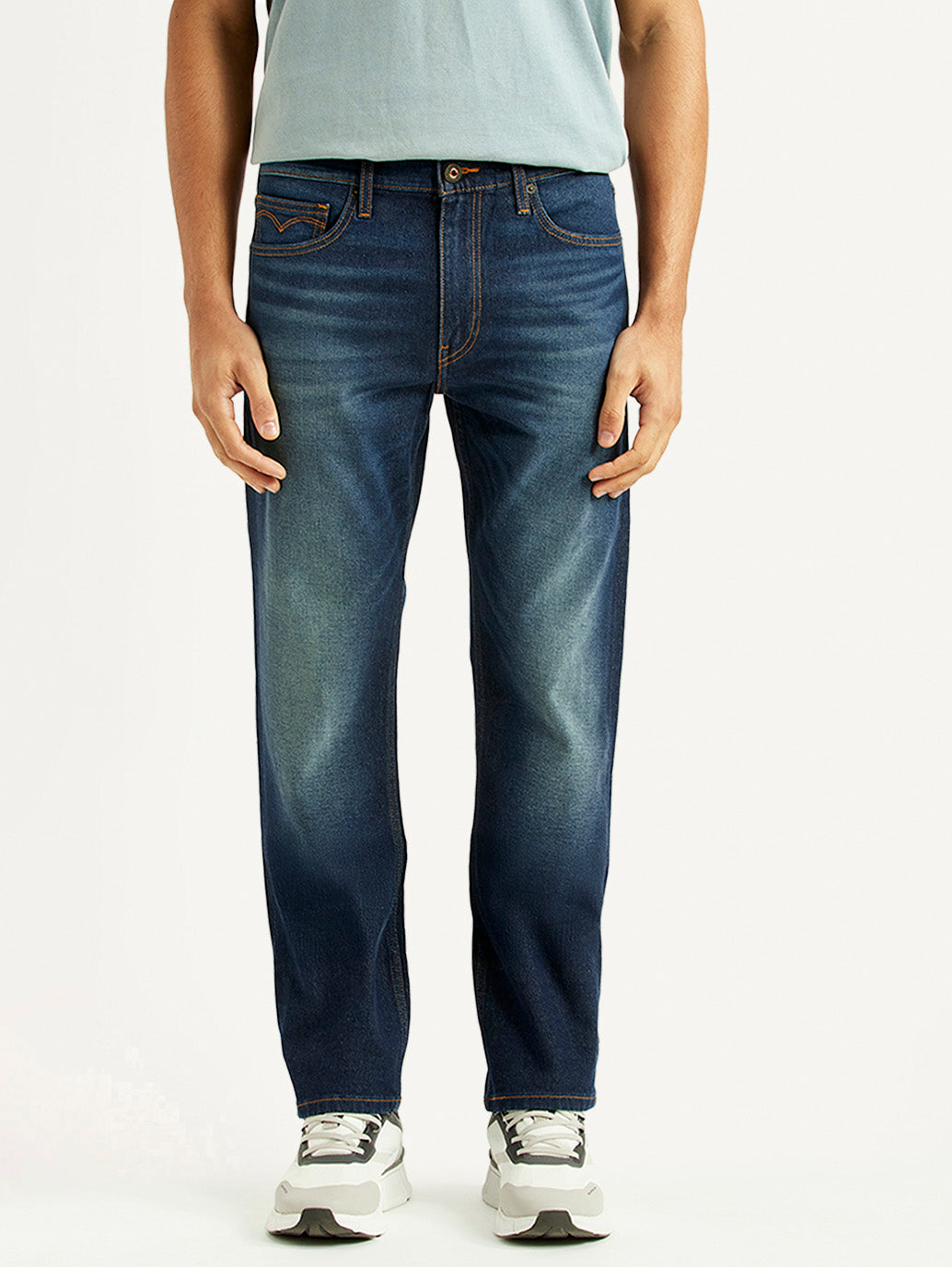 Men's 513 Navy Slim Straight Fit Mid Rise Jeans - Front View