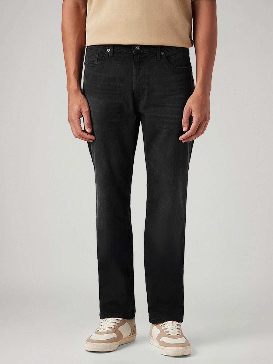 Men's 541 Black Athletic Tapered Fit Mid Rise Jeans - Front View