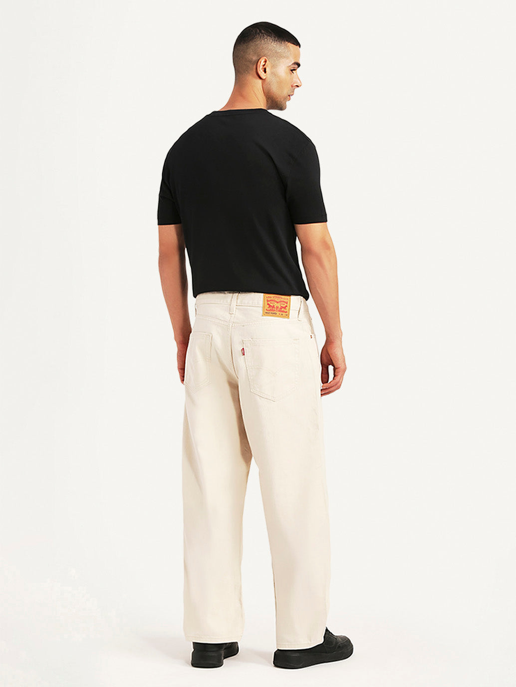 Men's 578 Beige Baggy Fit Mid Rise Jeans - Back View