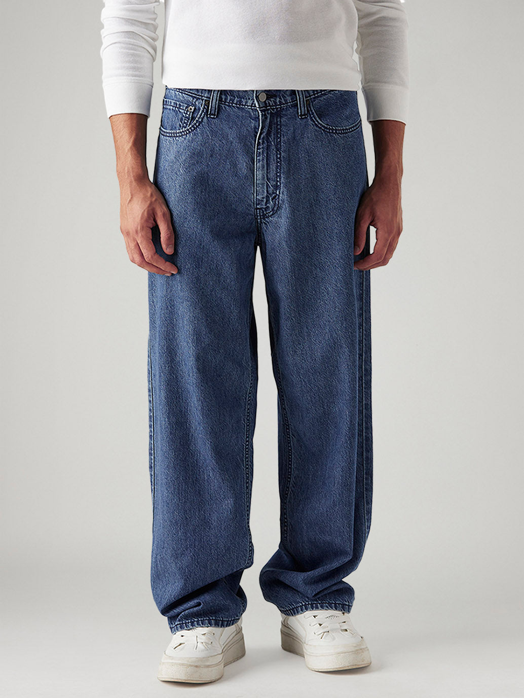 Men's 578 Blue Baggy Fit Low Rise Jeans - Front View