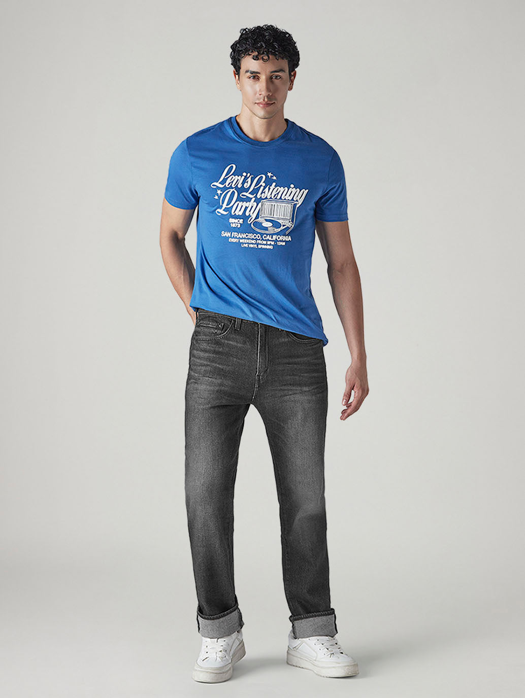 Men's 505 Charcoal Grey Straight Fit Mid Rise Commuter Jeans