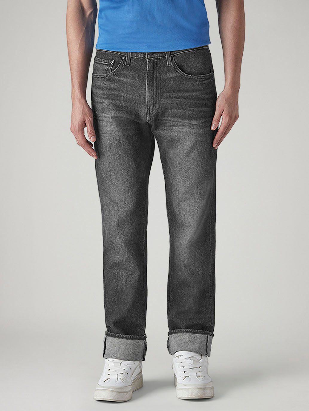 Men's 505 Charcoal Grey Straight Fit Mid Rise Commuter Jeans - e8a574e7-6fd6-421d-9e62-96903634ed2e View