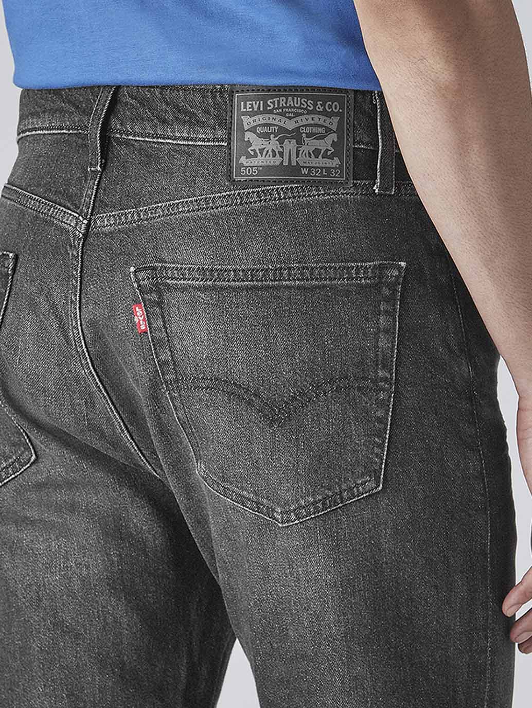 Men's 505 Charcoal Grey Straight Fit Mid Rise Commuter Jeans - 082f62ab-c4f9-4623-a80d-363cd03aad75 View