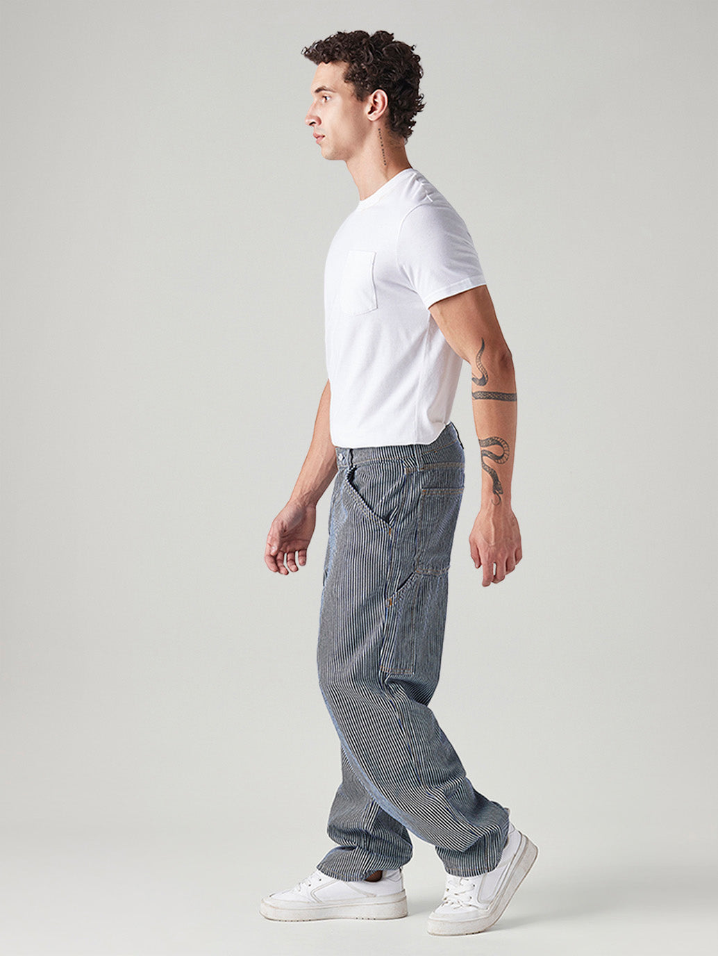 Men's 578 Blue Baggy Fit Mid Rise Jeans - Side View