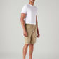 Men's Beige Baggy Fit Mid Rise Linen Shorts - Side View