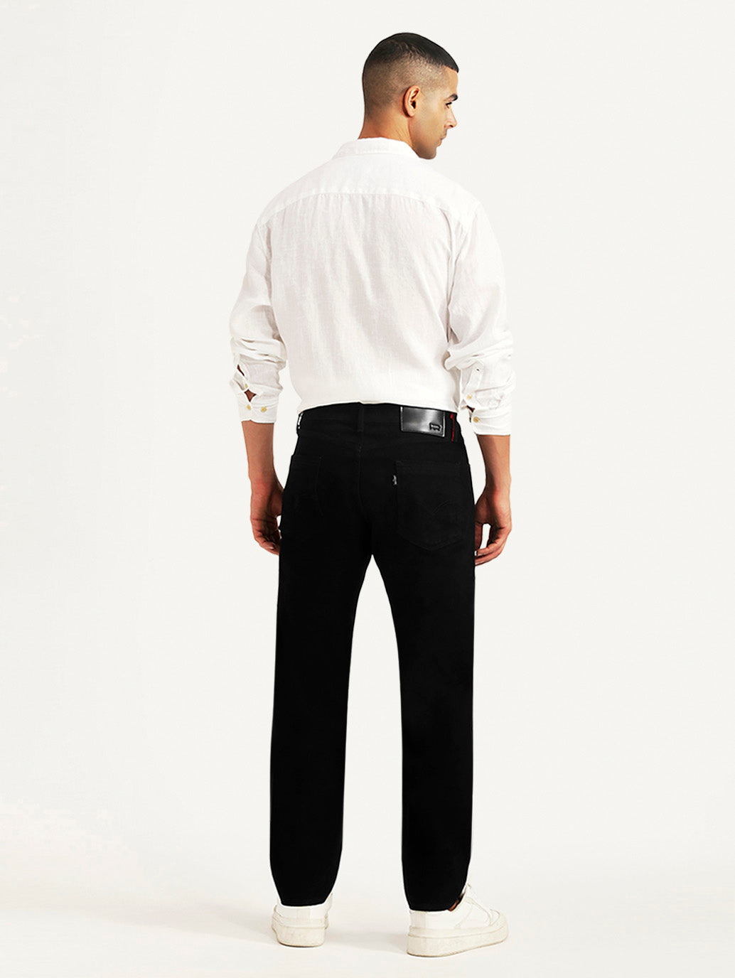 Men's Redloop 505 Black Straight Fit Mid Rise Jeans - Back View