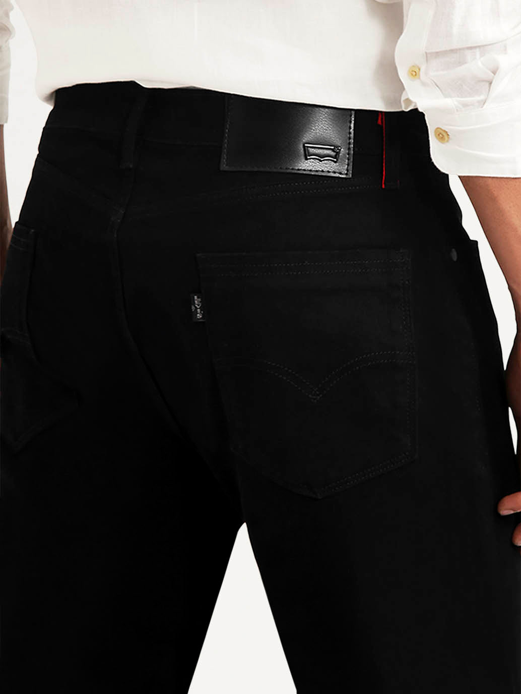 Men's Redloop 505 Black Straight Fit Mid Rise Jeans - Detail View