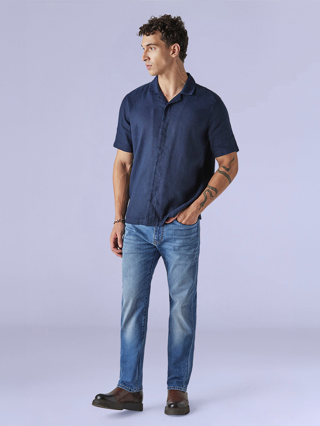 Men's Redloop 505 Blue Straight Fit Mid Rise Jeans