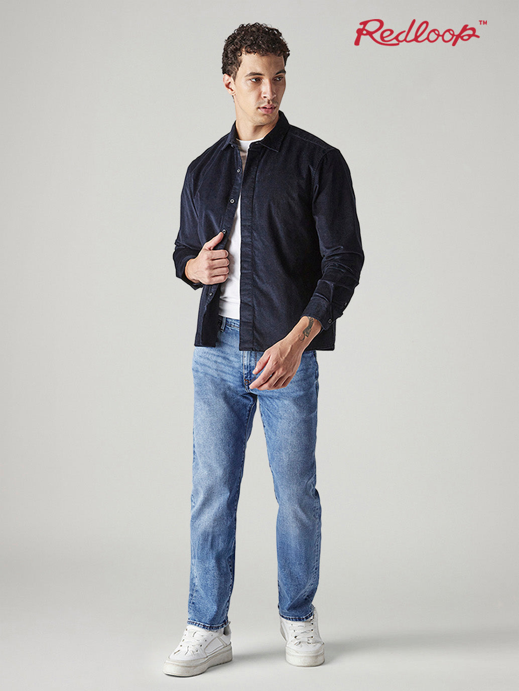 Men's Redloop 513 Indigo Slim Straight Fit Mid Rise Jeans
