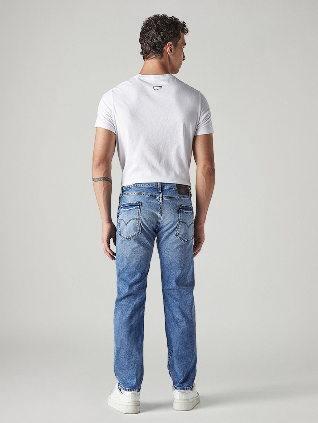 Men's Redloop 513 Indigo Slim Straight Fit Mid Rise Jeans - Back View