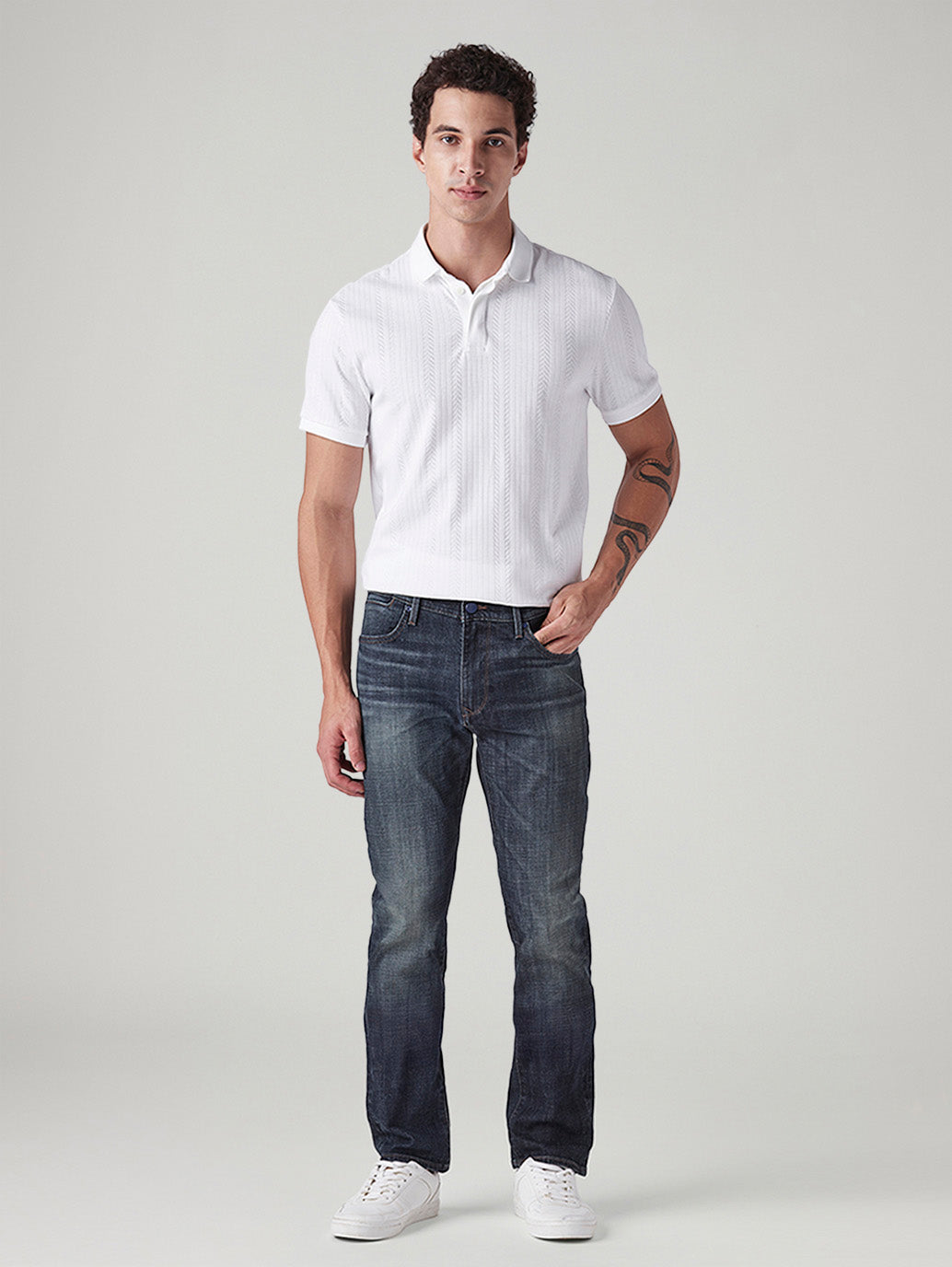 Men's 511 Dark-Blue Slim Fit Mid Rise Redloop Jeans - Front View