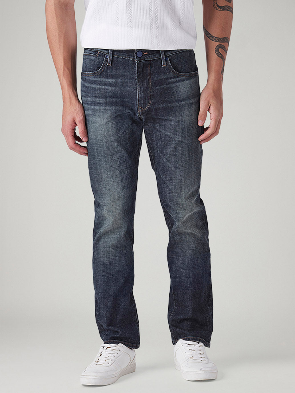 Men's 511 Dark-Blue Slim Fit Mid Rise Redloop Jeans - Front View