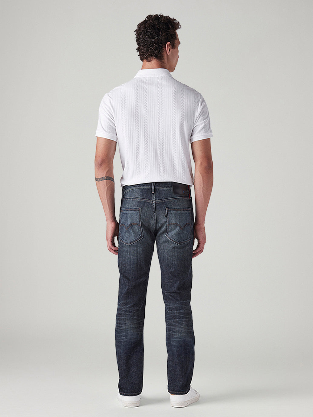 Men's 511 Dark-Blue Slim Fit Mid Rise Redloop Jeans - Back View