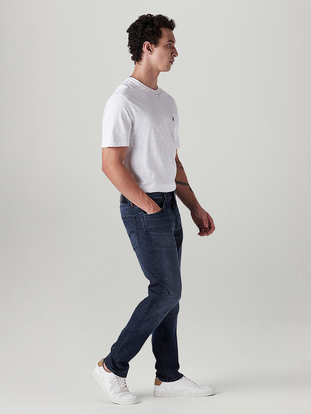 Men's 511 Dark Blue Slim Fit Mid Rise Redloop Jeans - Side View