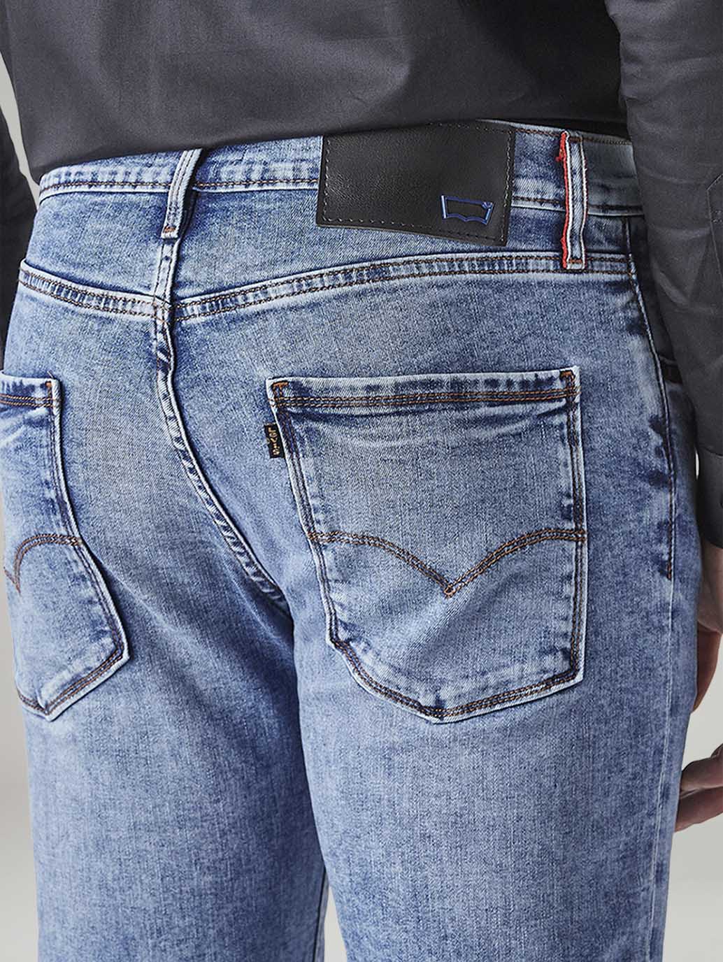 Men's Redloop 511 Indigo Slim Fit Mid Rise Jeans - Detail View