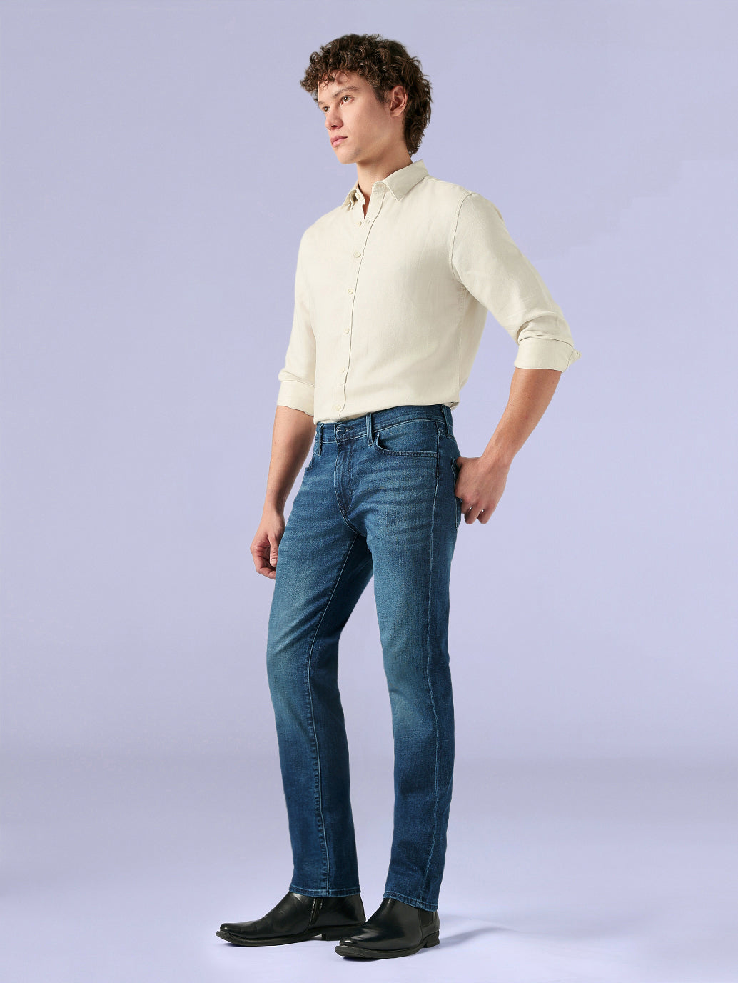 Men's Redloop 511 Blue Slim Fit Mid Rise Jeans - Side View