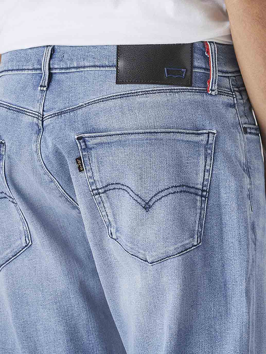 Men's 505 Light Indigo Straight Fit Mid Rise Redloop Jeans - Detail View