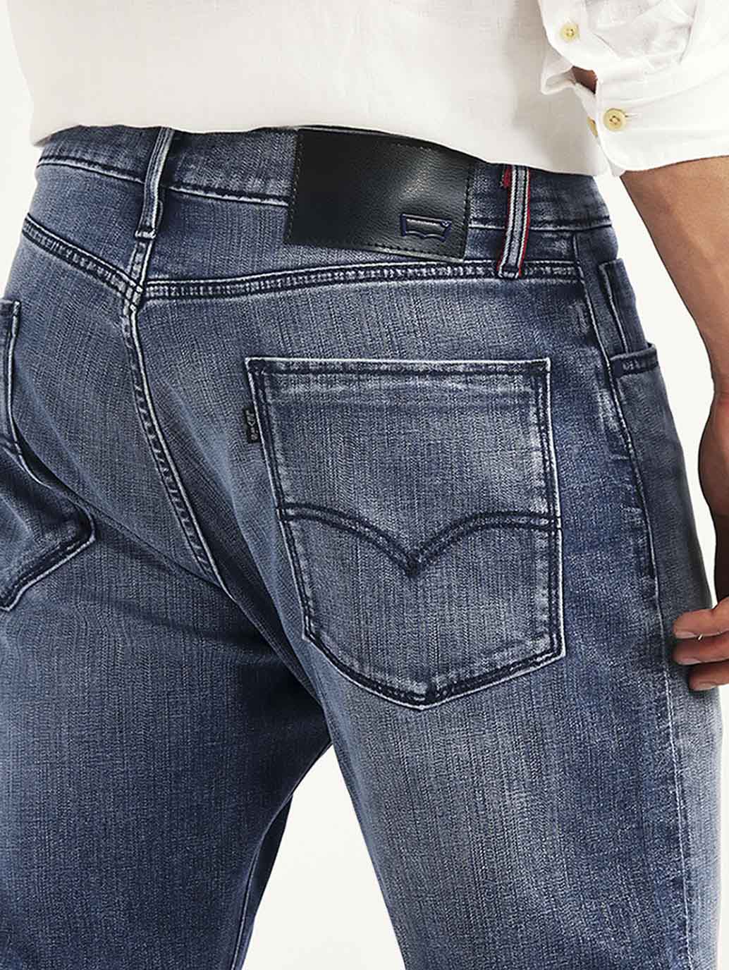 Men's Redloop 505 Blue Straight Fit Mid Rise Jeans - Detail View