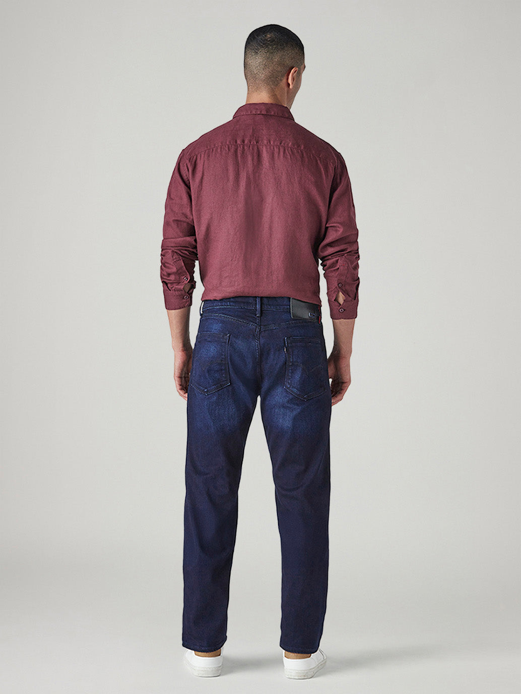 Men's 505 Dark Indigo Straight Fit Mid Rise Redloop Jeans - Back View