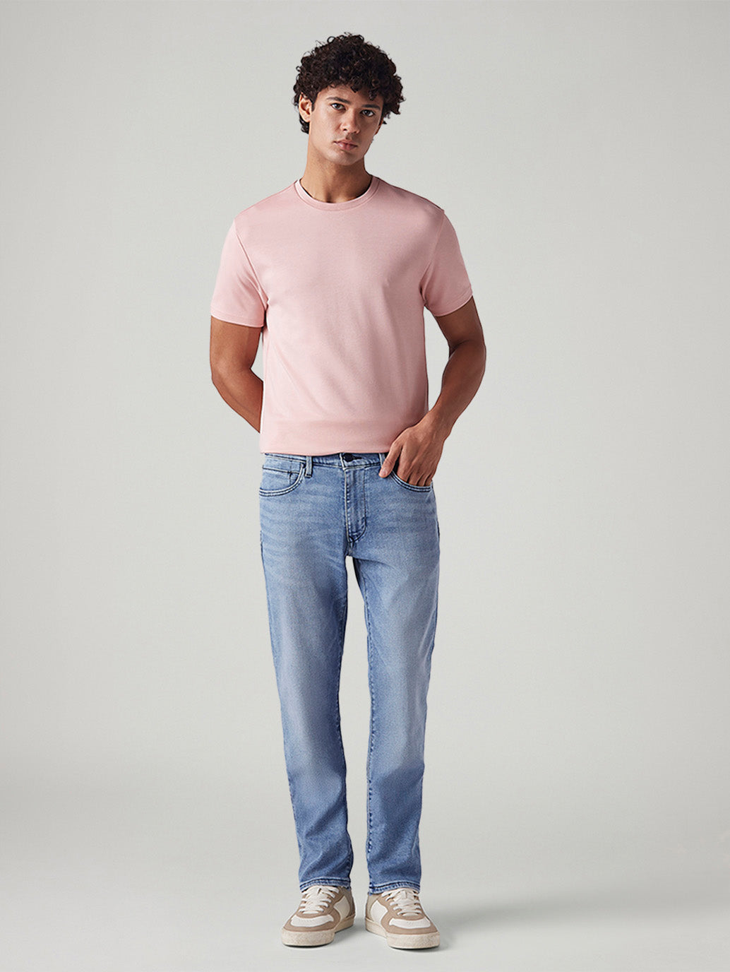 Men's 505 Light Blue Straight Fit Mid Rise Redloop Jeans - Front View