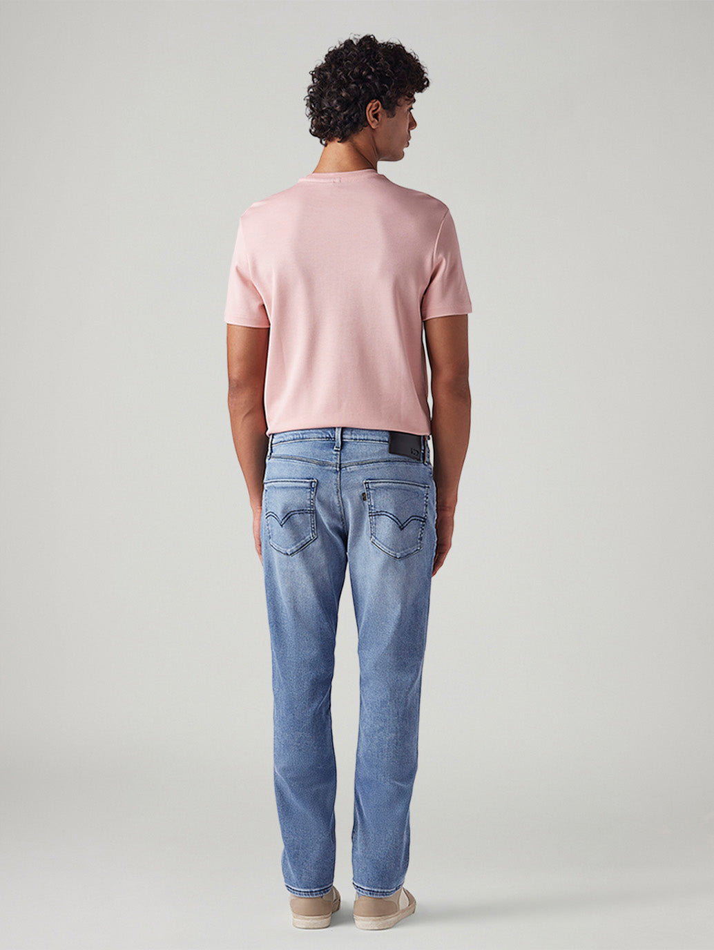 Men's 505 Light Blue Straight Fit Mid Rise Redloop Jeans - Back View