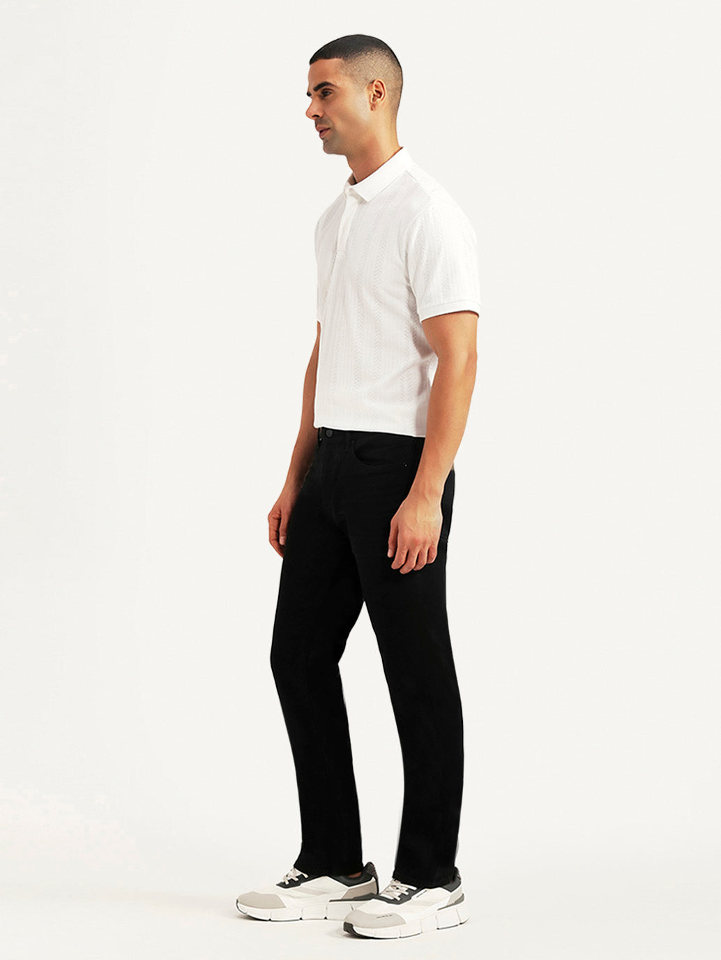 Men's Redloop 511 Black Slim Fit Mid Rise Jeans - Side View
