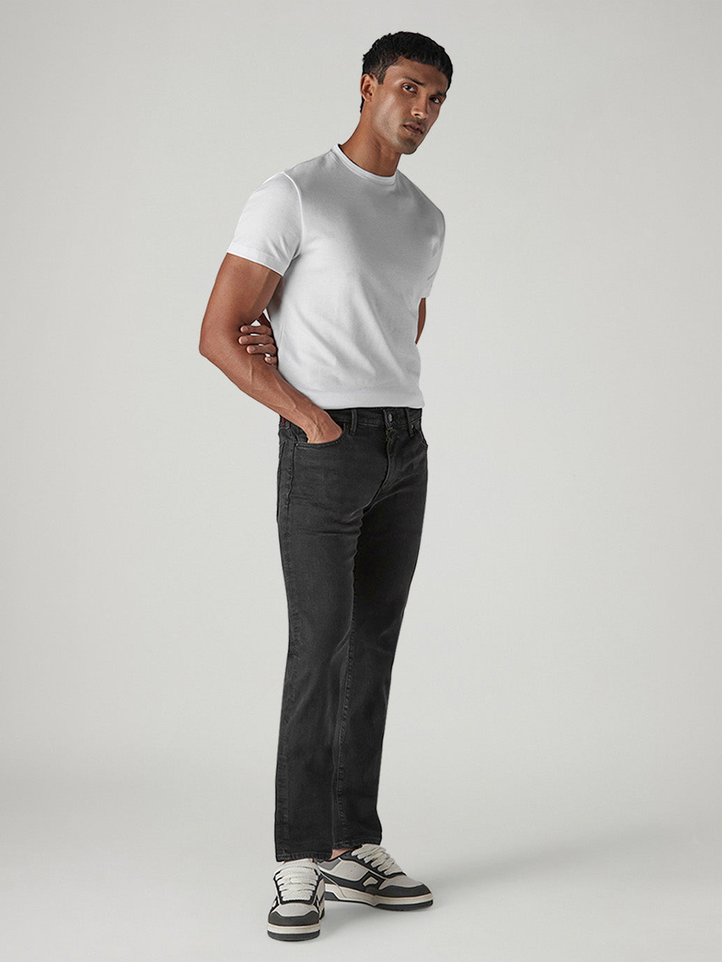 Men's 511 Charcoal Grey Slim Fit Mid Rise Redloop Jeans - Side View