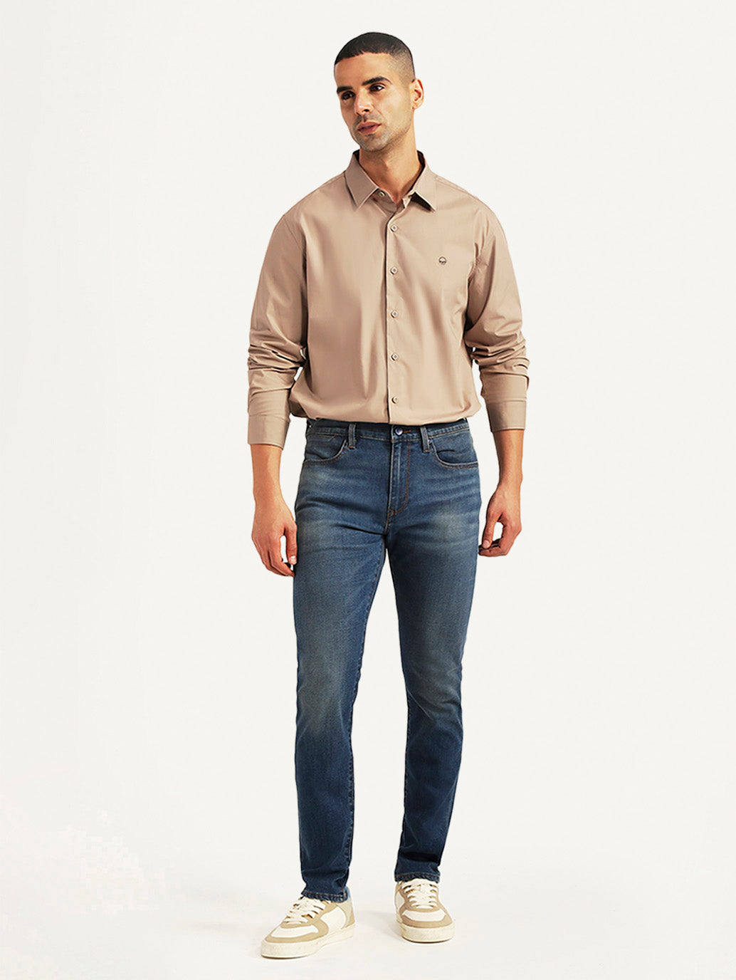 Men's Redloop 512 Blue Slim Tapered Fit Mid Rise Jeans - Front View