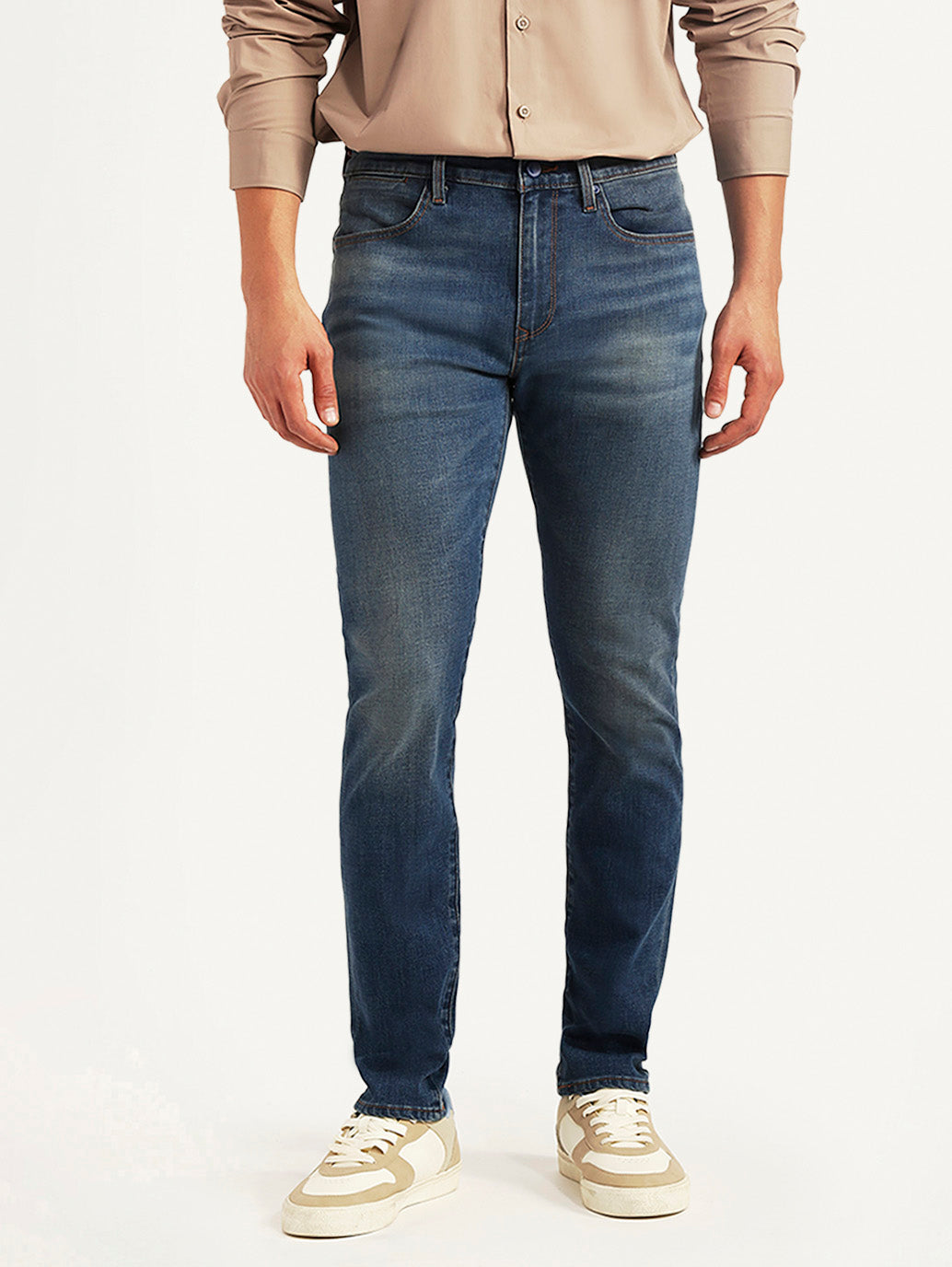 Men's Redloop 512 Blue Slim Tapered Fit Mid Rise Jeans - Front View